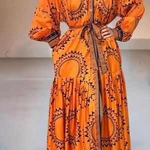 Orange Patterned Maxi Dress